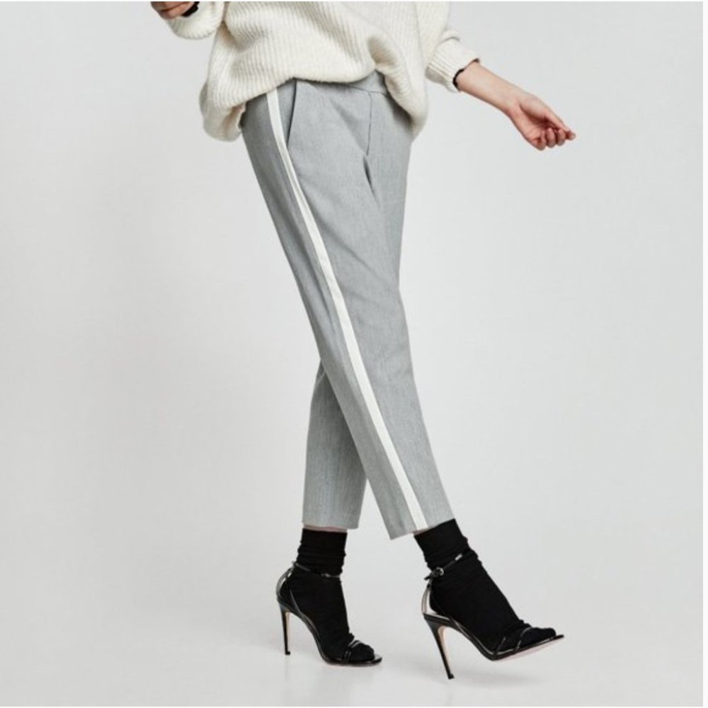 Zara grey side stripe pants